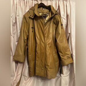 Genuine leather jacket coat nude beige tan XL Beverly Hills leather club nwt